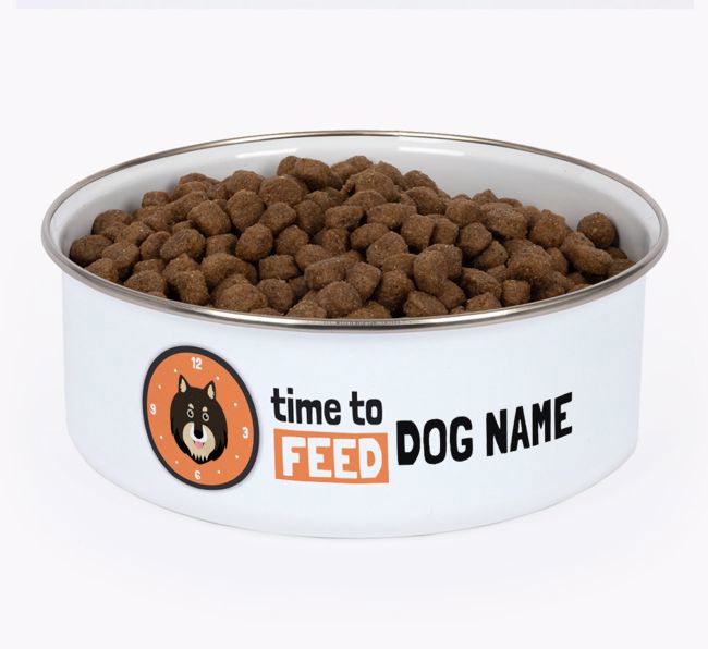 Time To Feed: Personalised {breedFullName} Enamel Dog Bowl